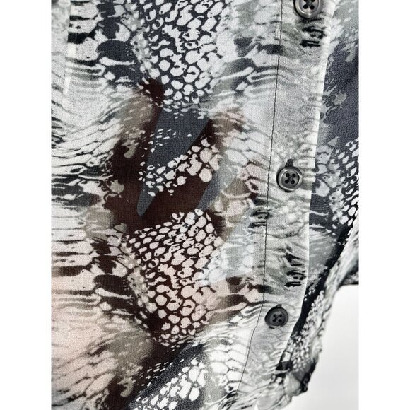 CAbi Python Snake Print Sheer Button Top Chiffon Women's Blouse Small Style 988 - Picture 5 of 9